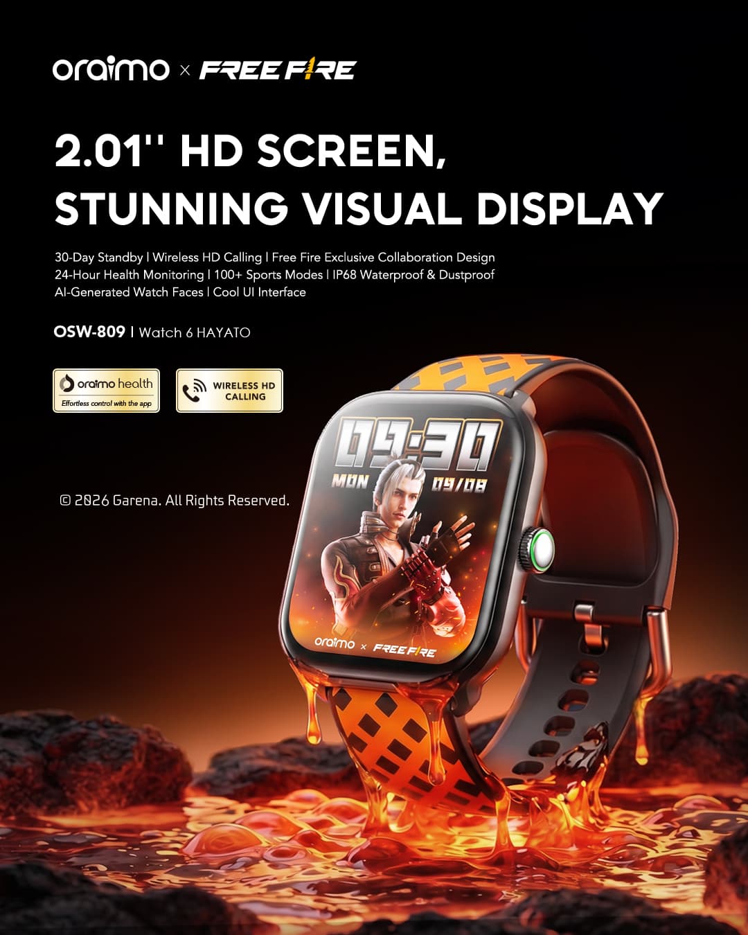 Oraimo Watch 6 Lite 2.01 inch HD screen