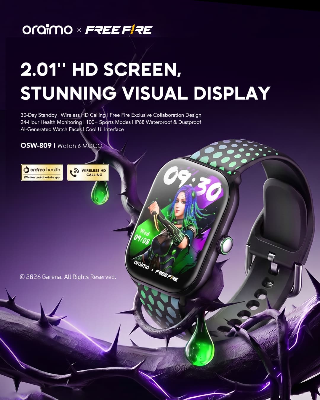 Oraimo Watch 6 Lite 2.01 inch HD screen